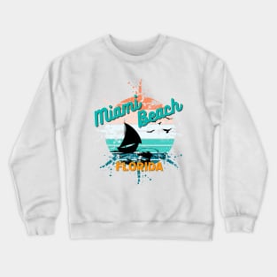 Miami Beach Retro Vintage Exploding Sunset Crewneck Sweatshirt